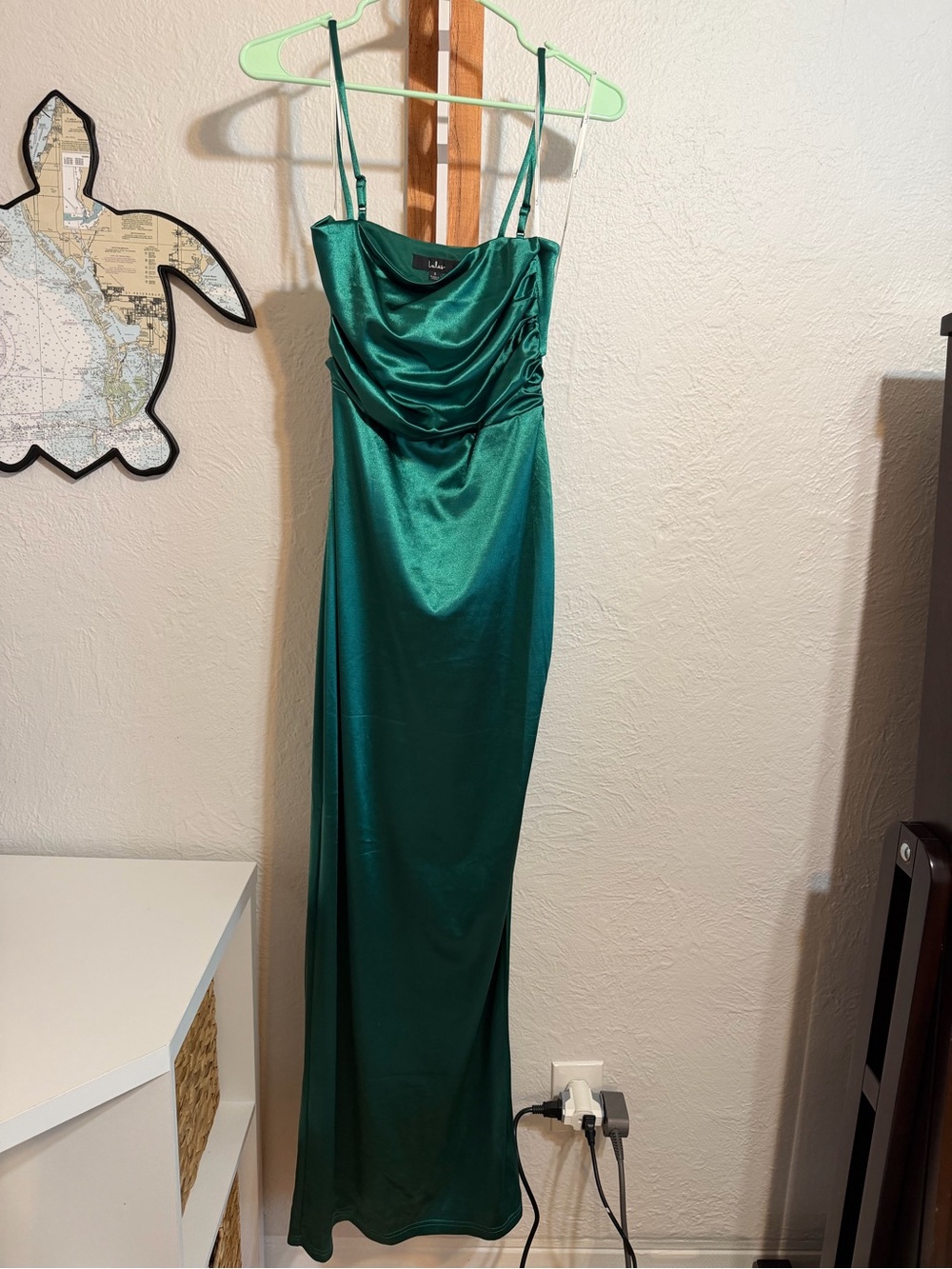 Lulu's Emerald Green Satin Cowl Maxi Dress